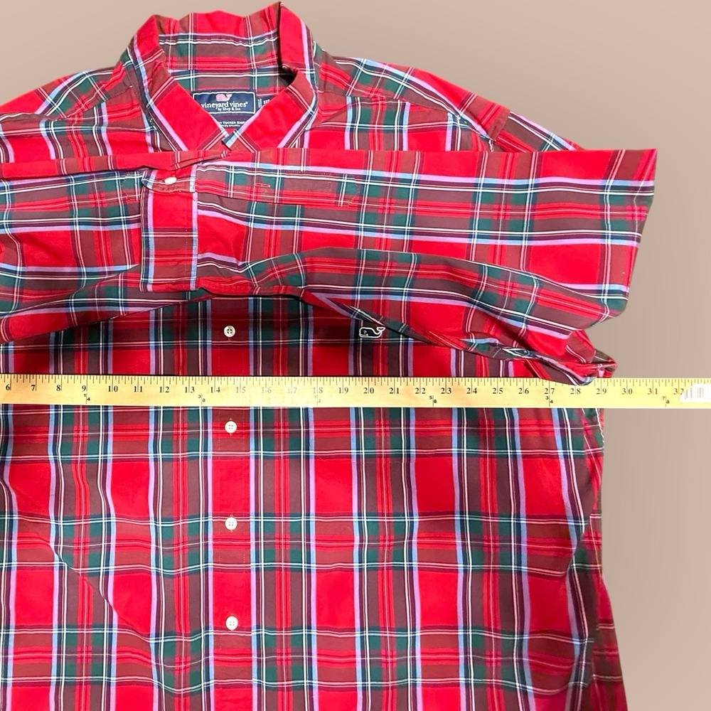 Vineyard Vines Tucker Shirt Red‎ Plaid Button Down Mens 3XB Classic Fit